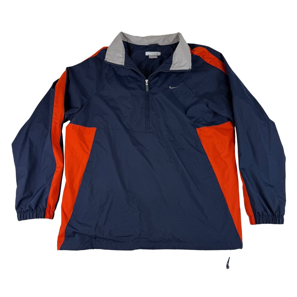 Nike Windbreaker Pullover Mens XL Navy Blue Orange Half Zip Swoosh H40207SIV